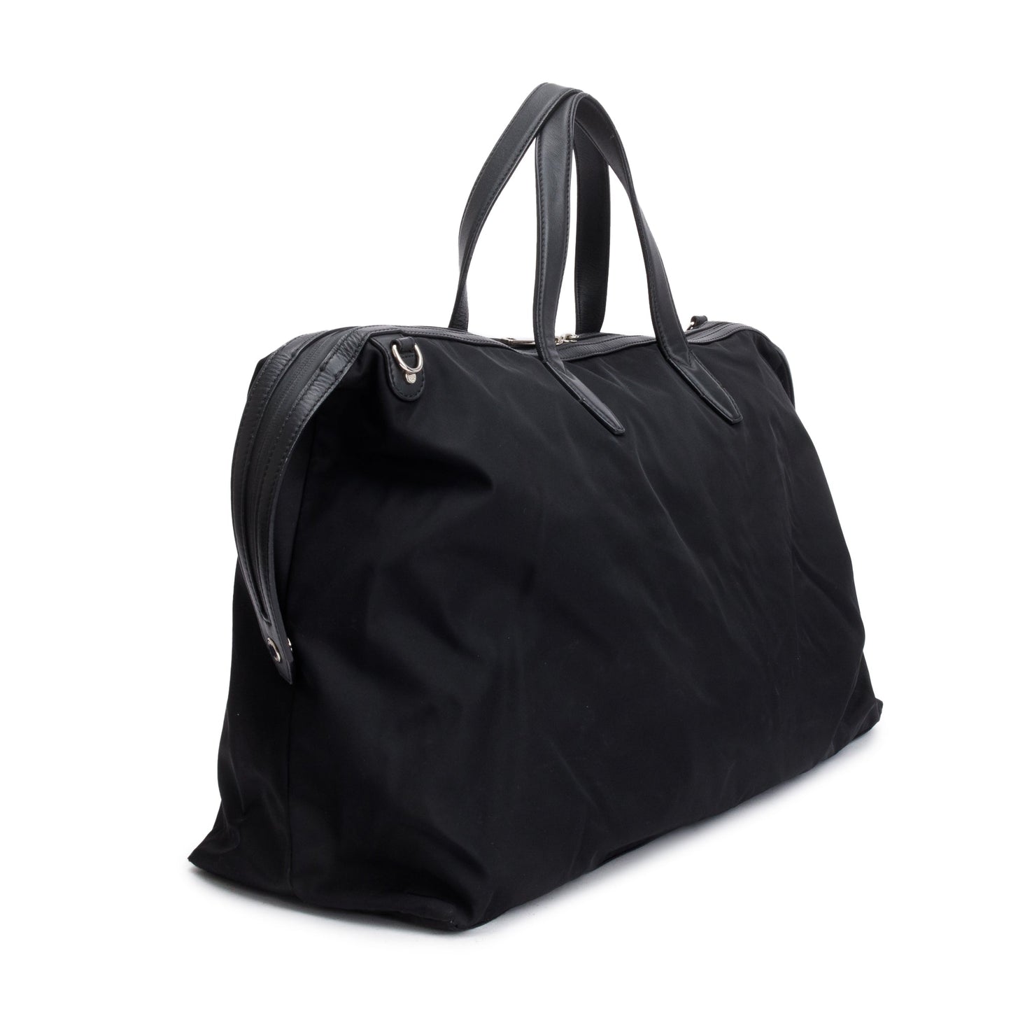 Fendi Black Nylon Leather Trim Vocabulary Duffle Bag
