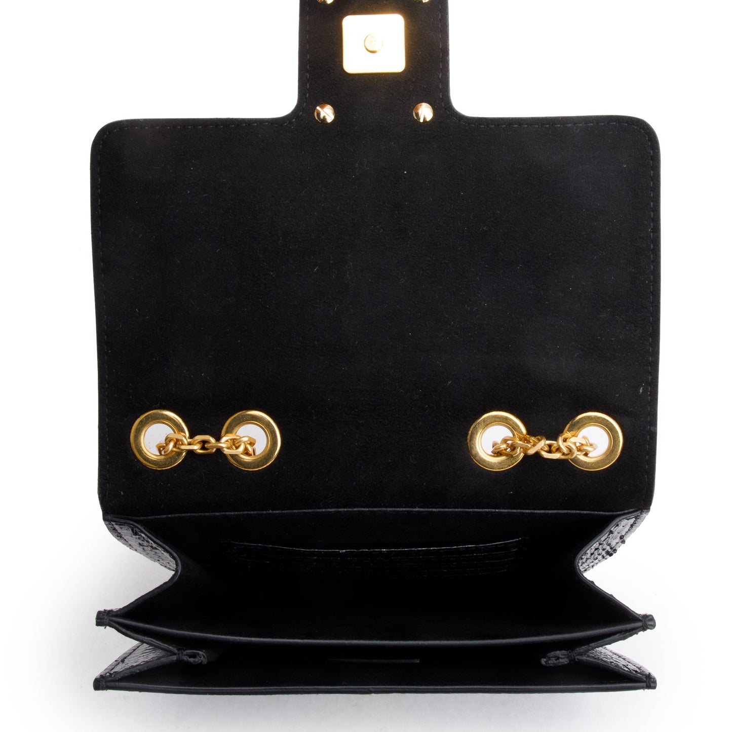 Fendi Black Snakeskin Fab Crossbody Bag