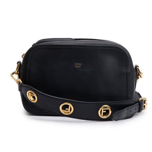 Fendi Black Vitello Century Leather F is Fendi Camera Bag