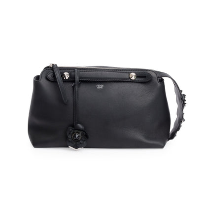 Fendi Black Vitello Dolce Flowerland Small By the Way Boston Bag