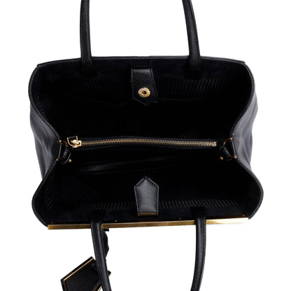 Fendi Black Vitello Elite Leather Medium 2Jours Tote