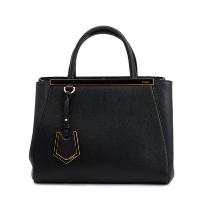 Fendi Black Vitello Elite Leather Petite 2Jours Tote