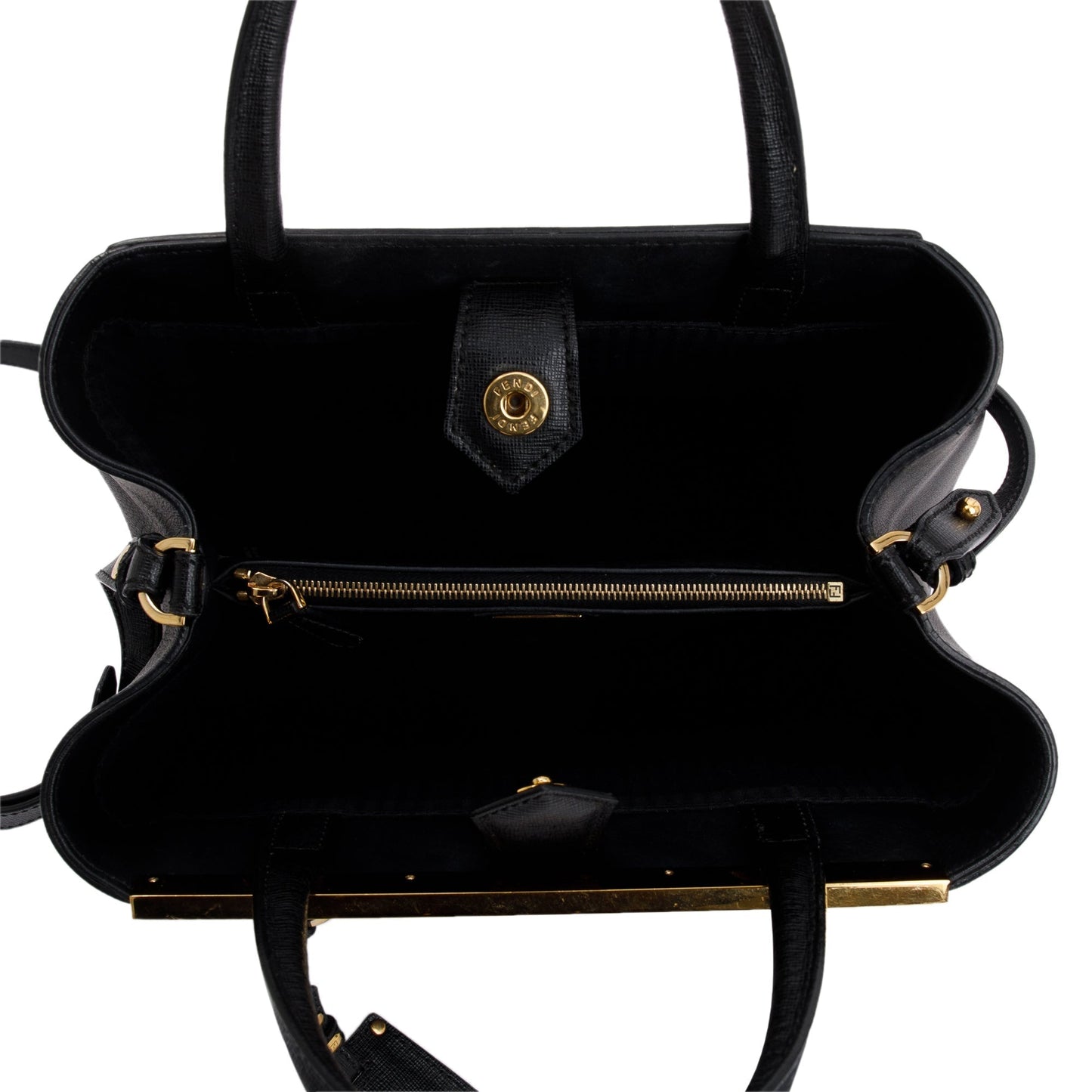 Fendi Black Vitello Elite Leather Petite 2Jours Tote
