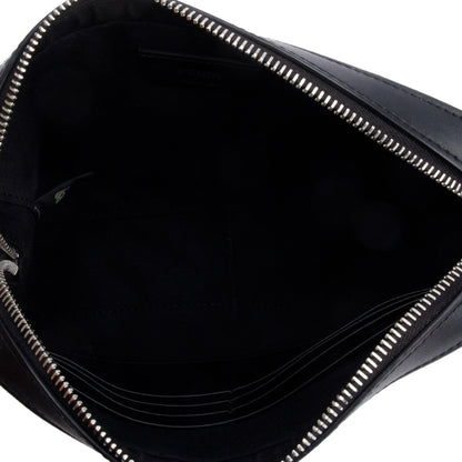Fendi Black Vitello Liberty Leather Grey FF Canvas Diagonal Camera Case Bag