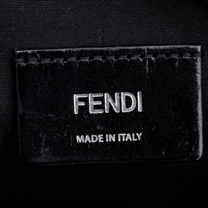 Fendi Black Vitello Liberty Leather Grey FF Canvas Diagonal Camera Case Bag