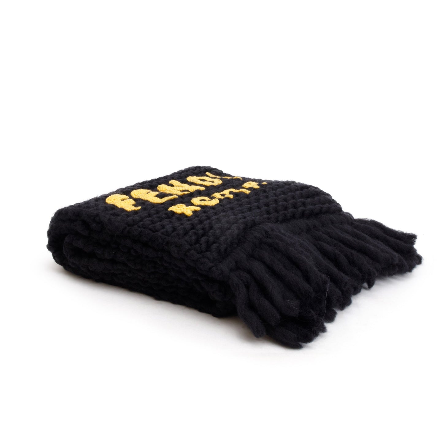 Fendi Black Wool Fendi Roma Logo Scarf
