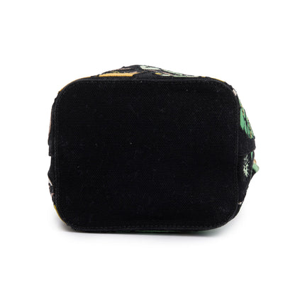 Fendi Black/Green Floral Embroidered Canvas Psychedelic Mini Mon Tresor Bucket Bag