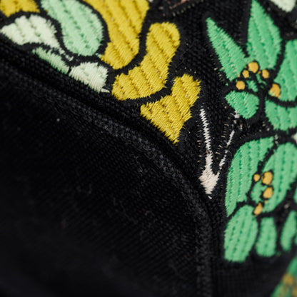 Fendi Black/Green Floral Embroidered Canvas Psychedelic Mini Mon Tresor Bucket Bag