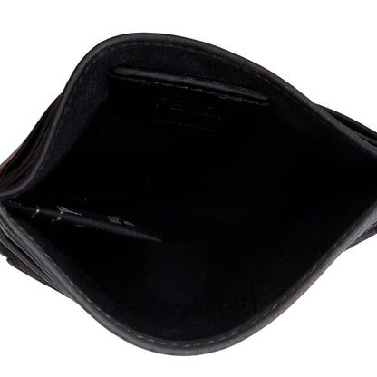 Fendi Black/Grey Leather Monster Motif Card Case