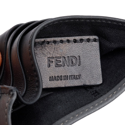 Fendi Black/Grey Leather Monster Motif Card Case
