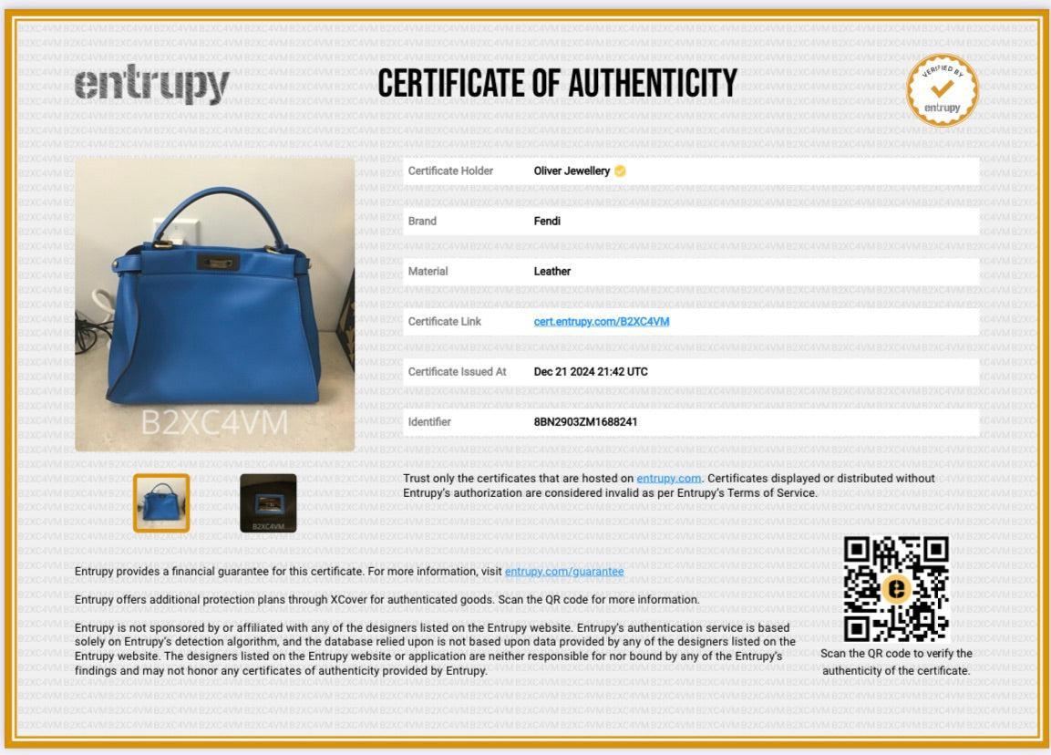 Fendi Blue Calfskin Leather Medium Peekaboo Bag
