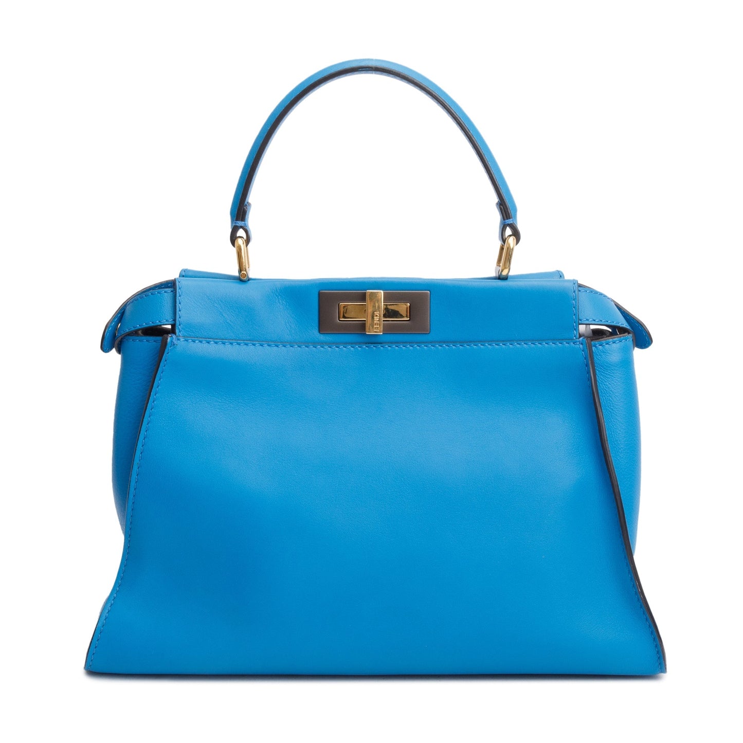 Fendi Blue Calfskin Leather Medium Peekaboo Bag