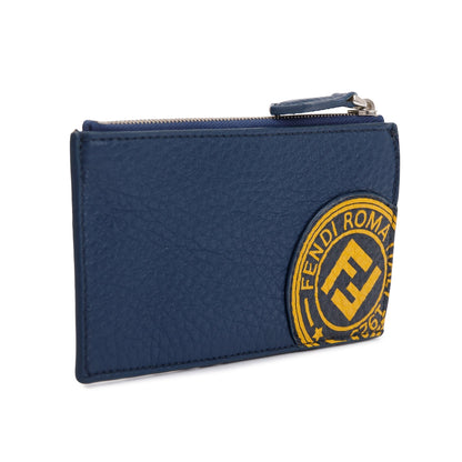 Fendi Blue Leather Zipped Card Case