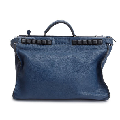 Fendi Blue Selleria Leather Studded XL Peekaboo Bag