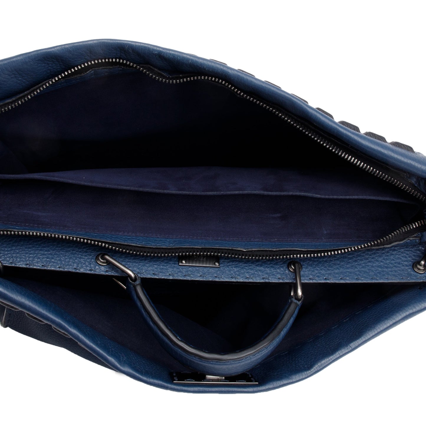Fendi Blue Selleria Leather Studded XL Peekaboo Bag