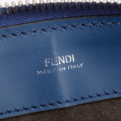 Fendi Blue Vitello Leather Baltico Ribbon Lace Up DotCom Satchel