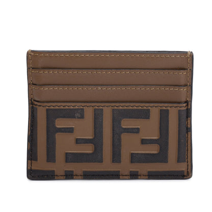 Fendi Brown & Black Vitello Soft FF Embossed Leather Card Holder