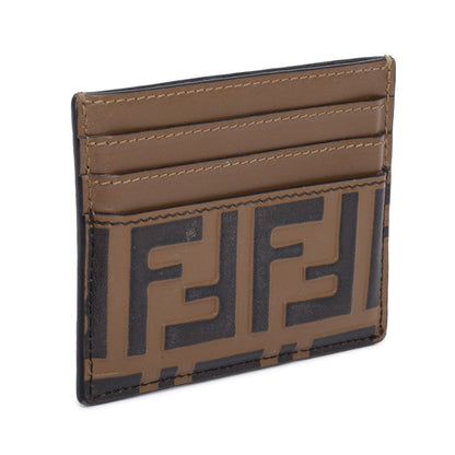 Fendi Brown & Black Vitello Soft FF Embossed Leather Card Holder