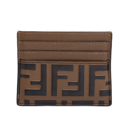 Fendi Brown & Black Vitello Soft FF Embossed Leather Card Holder