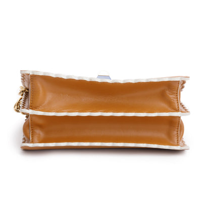 Fendi Brown Calfskin Leather Small Kan I Scallop Shoulder Bag