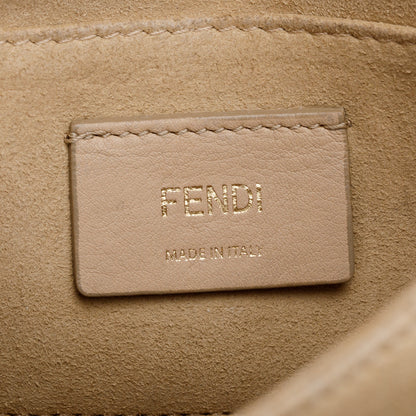 Fendi Brown Calfskin Leather Small Kan I Scallop Shoulder Bag