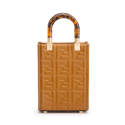 Fendi Brown FF Embossed Leather Mini Sunshine Shopper Tote