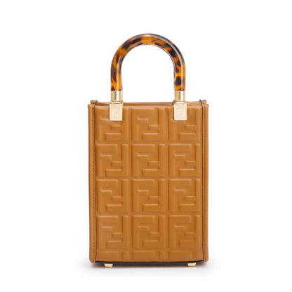 Fendi Brown FF Embossed Leather Mini Sunshine Shopper Tote