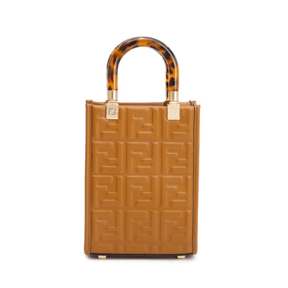 Fendi Brown FF Embossed Leather Mini Sunshine Shopper Tote