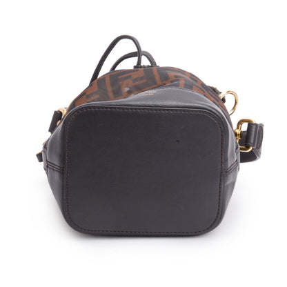 Fendi Brown FF Mesh Leather Trimmed Mini Mon Tresor Bucket Bag