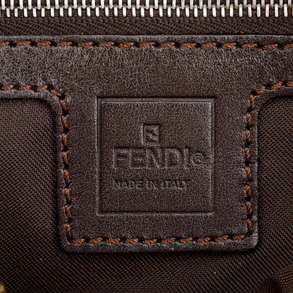 Fendi Brown FF Zucca Canvas Brown Leather Trim Baguette Shoulder Bag