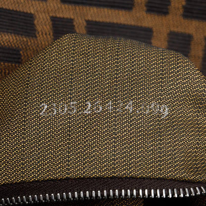 Fendi Brown FF Zucca Canvas Brown Leather Trim Baguette Shoulder Bag