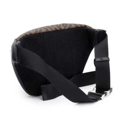 Fendi Brown FF Zucca Canvas Calfskin Leather 1974 Diagonal Belt Bag