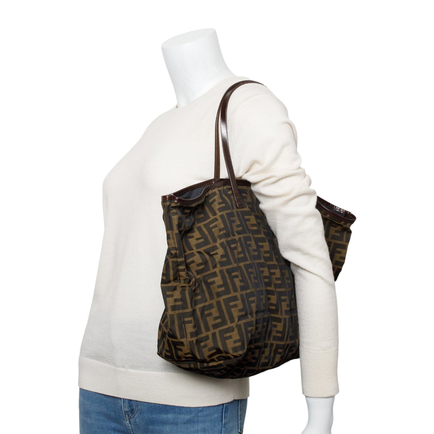 Fendi Brown FF Zucca Canvas Medium Roll Tote