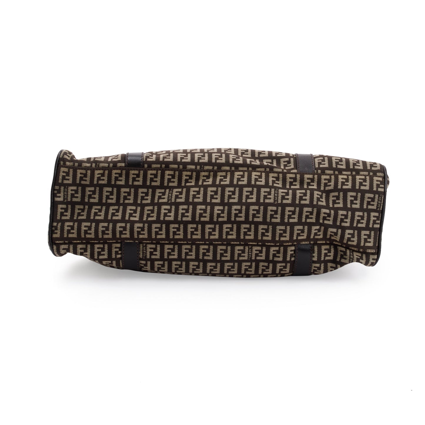 Fendi Brown Leather-Trimmed Zucchino Shoulder Bag