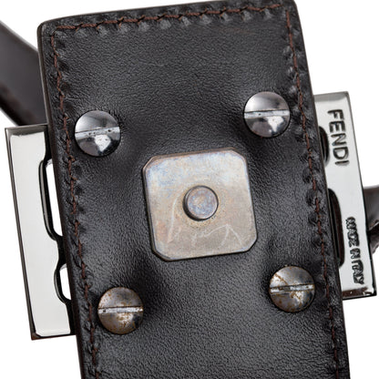 Fendi Brown Leather-Trimmed Zucchino Shoulder Bag