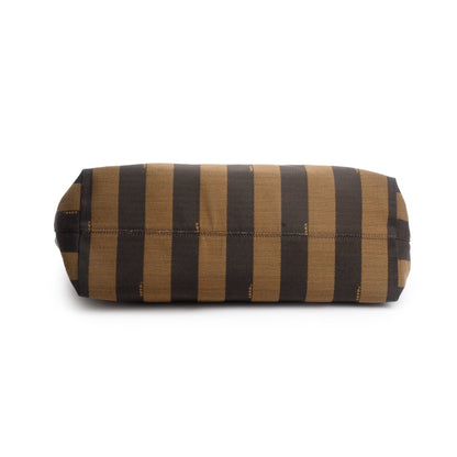 Fendi Brown Pequin Canvas Medium Roll Tote