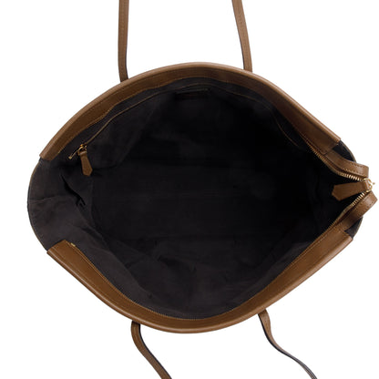 Fendi Brown Pequin Canvas Medium Roll Tote