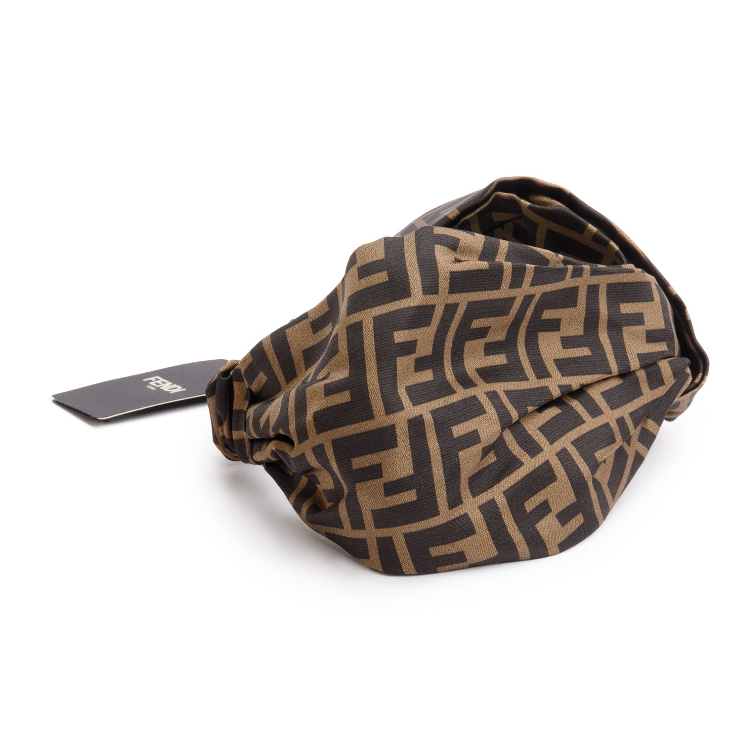 Fendi Brown Silk Zucca FF Logo Headband