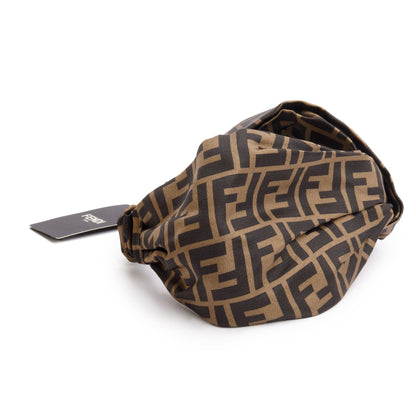 Fendi Brown Silk Zucca FF Logo Headband