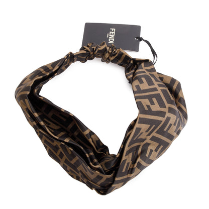 Fendi Brown Silk Zucca FF Logo Headband