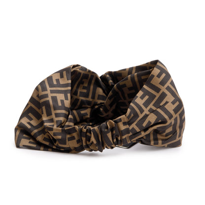 Fendi Brown Silk Zucca FF Logo Headband