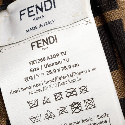 Fendi Brown Silk Zucca FF Logo Headband