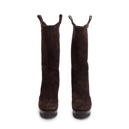 Fendi Brown Suede Mid-Calf Boots, Size 37