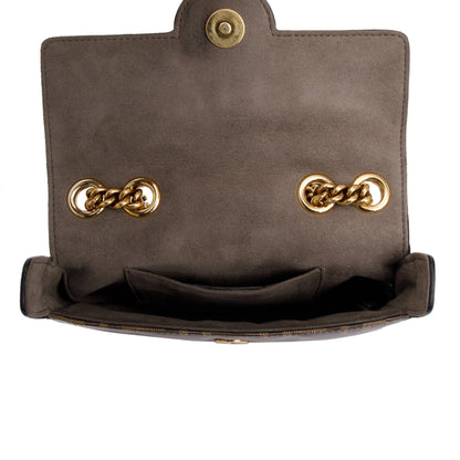 Fendi Brown Zucca Canvas Mini FF 1974 Logo Stamp Flap Shoulder Bag