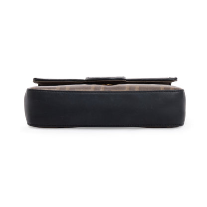 Fendi Brown Zucca Canvas Mini FF 1974 Logo Stamp Flap Shoulder Bag