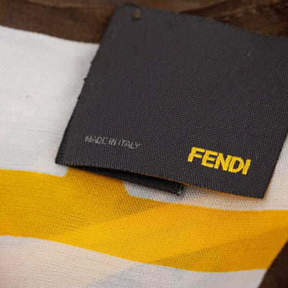 Fendi Brown Zucca FF Logo Silk Foulard