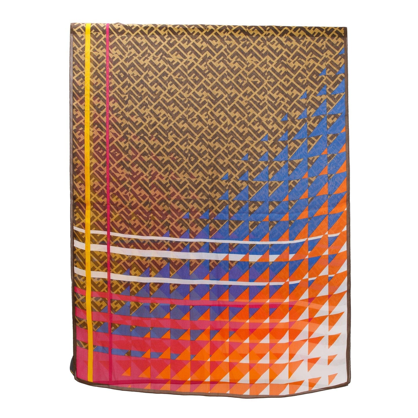 Fendi Brown Zucca FF Logo Silk Foulard