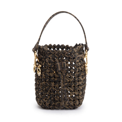 Fendi Brown Zucca Interlace Canvas Mini Mon Tresor Bucket Bag