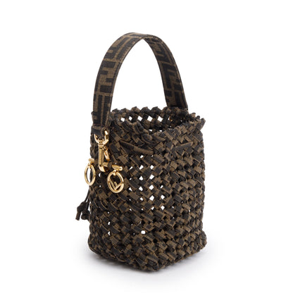 Fendi Brown Zucca Interlace Canvas Mini Mon Tresor Bucket Bag