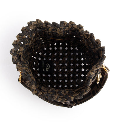 Fendi Brown Zucca Interlace Canvas Mini Mon Tresor Bucket Bag